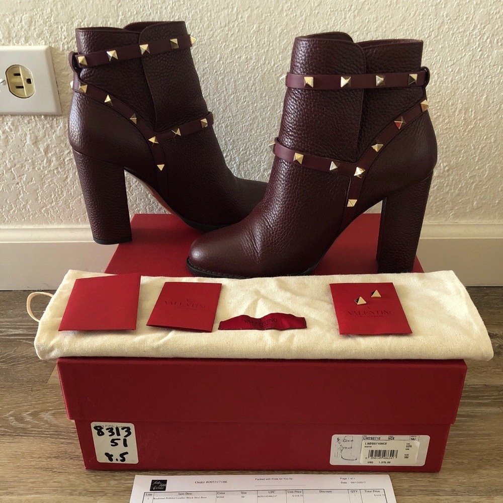 CLEARANCE Valentino Rockstud Pebbled Leather Boots